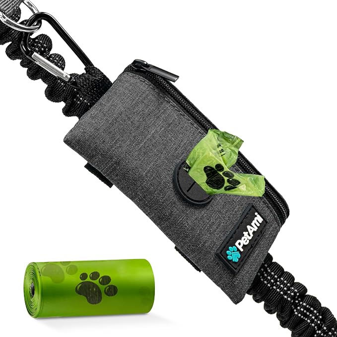 PetAmi Dog Poop Bag Holder for Leash, Pet Waste Bag Dispenser, Grey