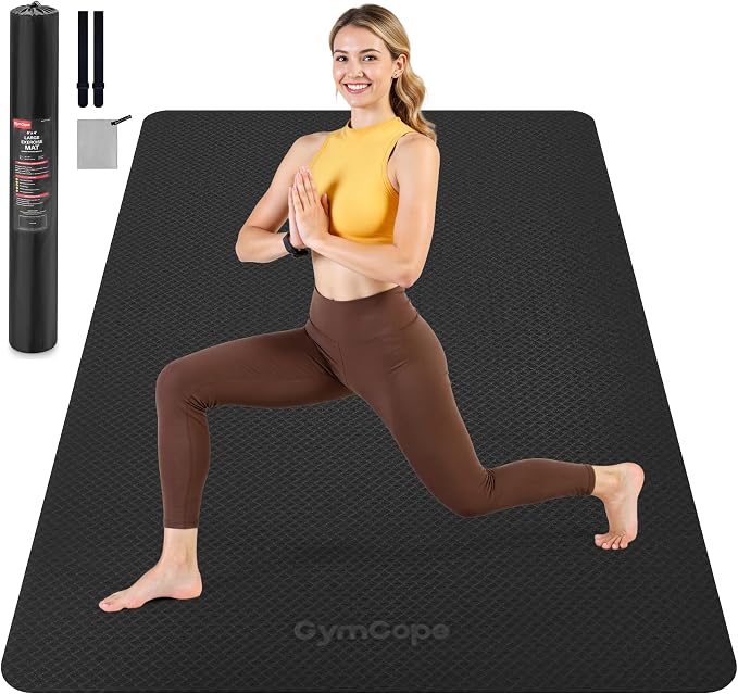 Extra Large Yoga Mat โ 72"x48" or 78"x57", 1/4"โ1/2" Thick Mat for Women & Men, TPE Non-Slip Pilates Mat for Home Gym, Yoga, Stretching, Meditation