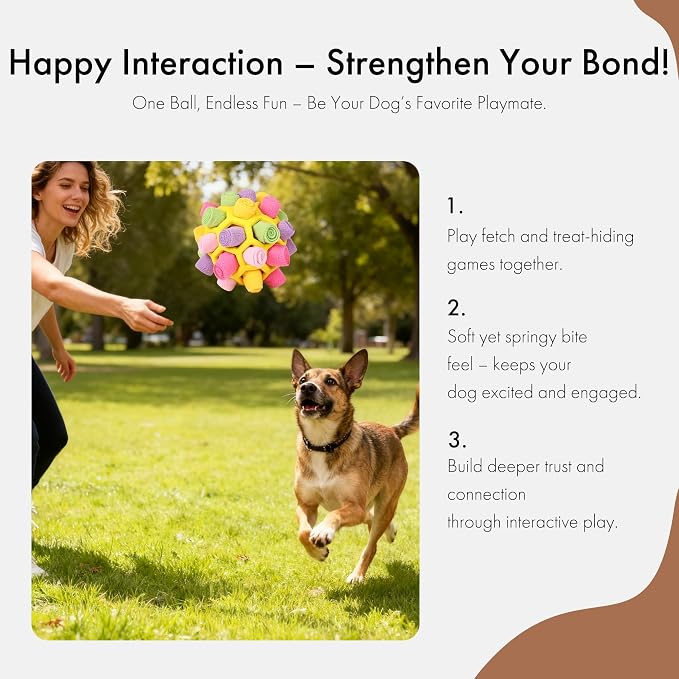 Mira's Pocket Dog Snuffle Ball Toy, Mental Stimulation Chew Toy for Dogs & Cats, 14cm Licking Mat Treat Dispensing Ball with Hollow Design, Slow Feeder for Fast Eaters (Yellow)