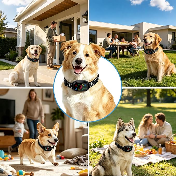 Dog Bark Collar 2 Pack, Smart Anti Barking Device, Dog Training Collar for Large Medium Small Dogs, Bark Collar with 3 Beep & Vibration Modes, 8 Sensitivity Levels (Black)