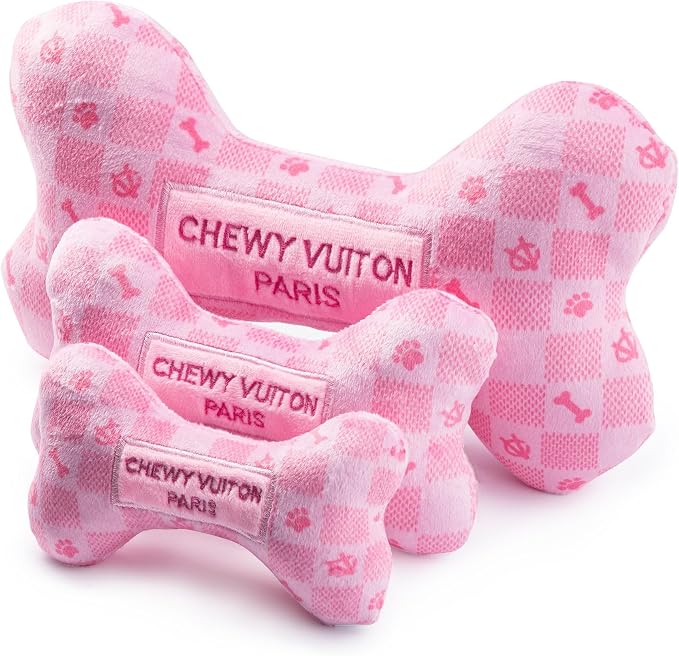 Haute Diggity Dog Chewy Vuiton Bone Plush Dog Toy, Designer Parody Toy