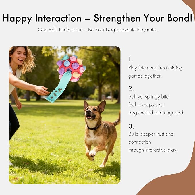 Mira's Pocket Dog Snuffle Ball Toy, Mental Stimulation Chew Toy for Dogs & Cats, 14cm Licking Mat Treat Dispensing Ball with Hollow Design, Slow Feeder for Fast Eaters (Red)
