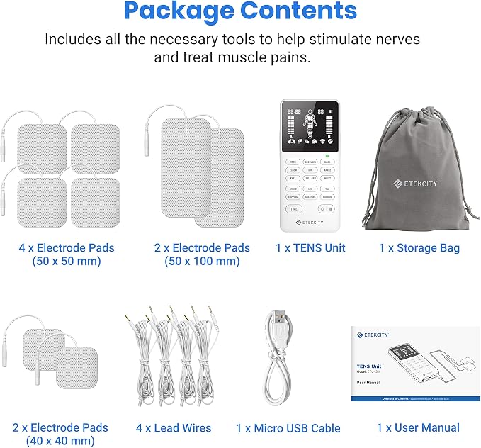 Etekcity 4-Channel Rechargeable TENS Unit,FSA-HSA Eligible Muscle Stimulator for Pain Relief, After-Exercise Relaxation, Physical Therapy, 8 Electrode Pads, Back,Neck,Shoulder,Sciatica, Period Cramps