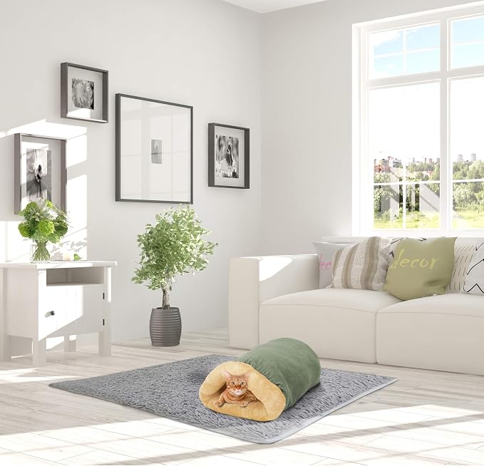 4 in 1 Self Warming Burrow Cat Bed Hideway Sleeping Cuddle Cave | Keep Warming, Machine Washable, Easy to Clean, Soft & Comfortable, Pet Beds fo Cats & Dogs, Cozy Privacy Nook