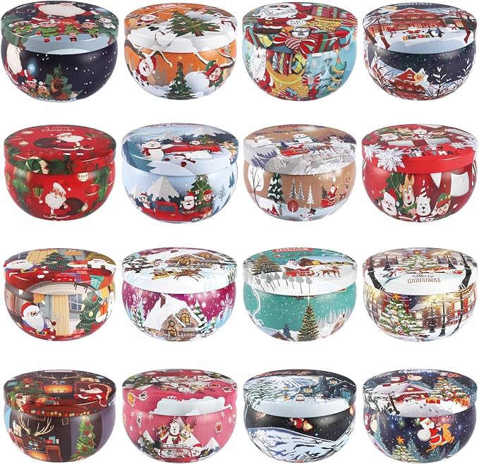 YOROXRG 16 Pack Christmas Scented Candles Gift Set 2.5oz Strong Fragrance jar Candles Natural Soy Wax Candles Portable Travel Tin Jar Candles Gifts for Home Scented Decoration Birthday Valentine'sDay