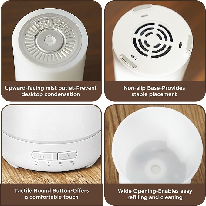 Small Essential Oil Diffuser, 150ML Mini Portable Aromatherapy Diffuser, Home Fragrance Aroma Diffuser with 7-Color LED Light, Ultrasonic Cool Mist Humidifier/Air Revitalizer for Office, Bedroom,Yoga