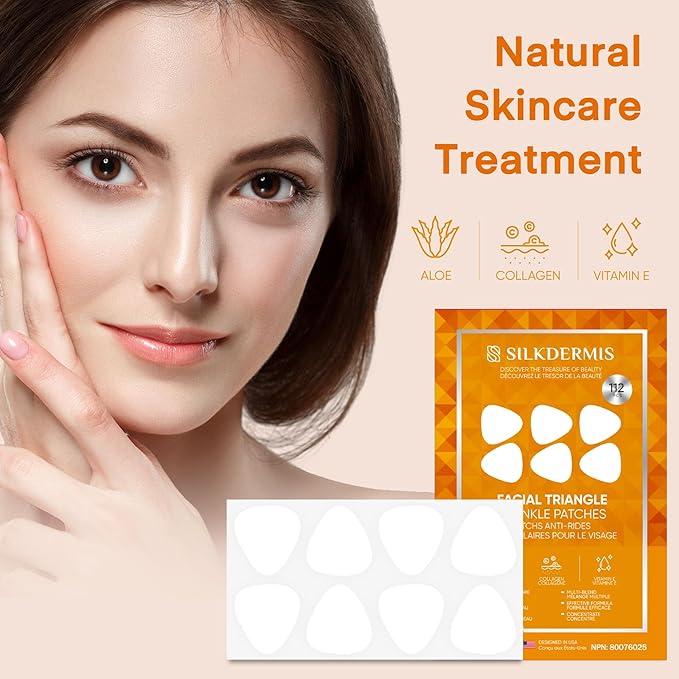 SILKDERMIS Forehead Wrinkle Patches with Triangle: For Smile Line and Under Eye-Anti Wrinkle Patches with Aloe, Collagen, Vitamin E 112pcs