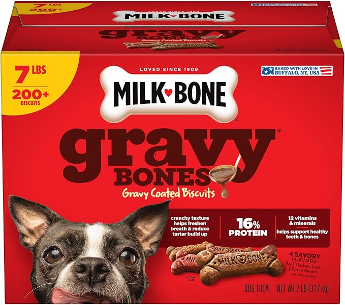 Milk-Bone GravyBones Dog Biscuits, Gravy Coated Small Dog Treats, 7 Lb. Box