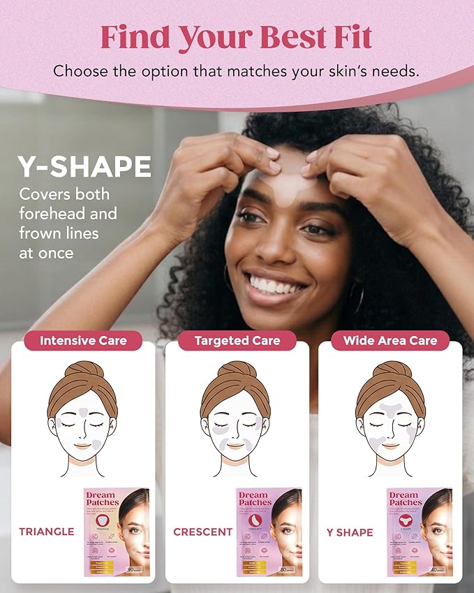 Forehead Wrinkle Patches & Full Forehead Coverage Tape – Anti Wrinkle Facial Patches & Wrinkle Tape Overnight/Dream Patches/Y-SHAPE- Made in Japan