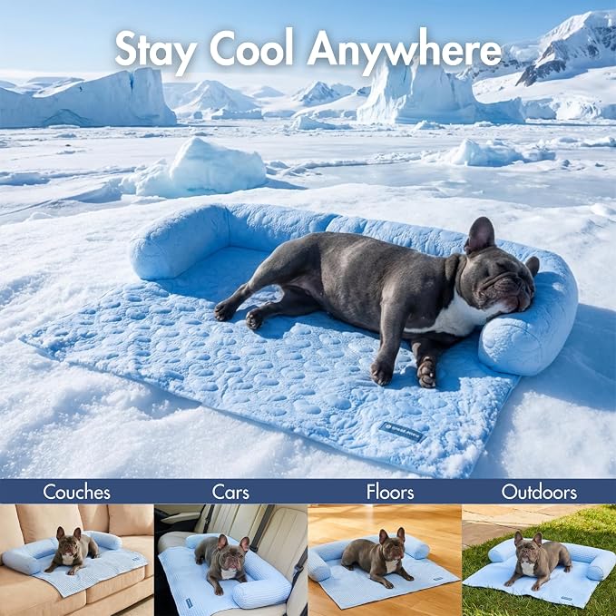 Spark Paws Cooling Couch Cover Dog Bed, Furniture Protector Mat | Non-Toxic Washable Pet Cooling Pad for Large, Medium and Small Dogs