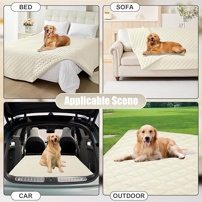 Smiry Waterproof Reversible Pet Couch Covers for Dogs | Pet Friendly, Soft Fabric, Washable Sofa Furniture Protector for Dogs Cat Kids, Checkered (40"x70", Beige/Beige)