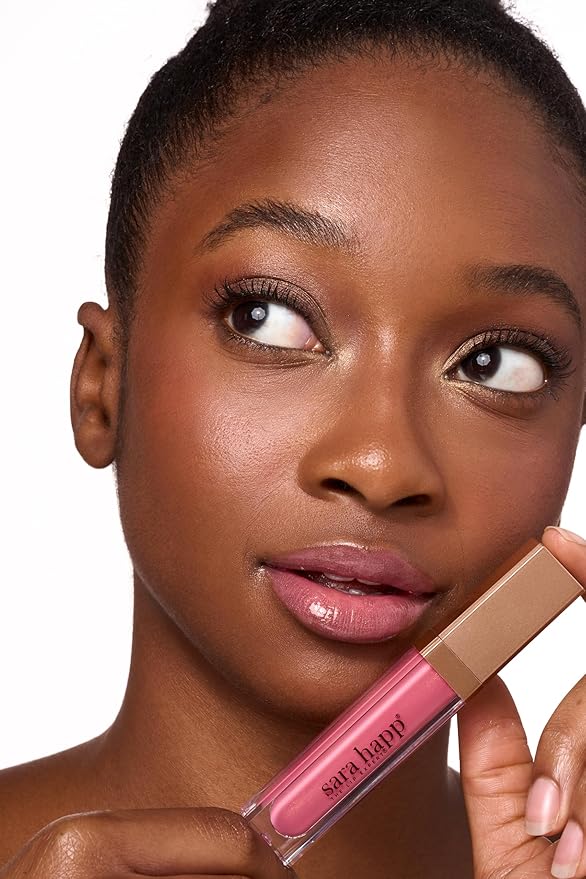 Sara Happ Pink Slip Luxe Gloss with Subtle Shimmer - High-Impact Shine & Long-Lasting Wear, Nourish, Hydrate, and Heal Your Lips, 0.21 fl. oz.