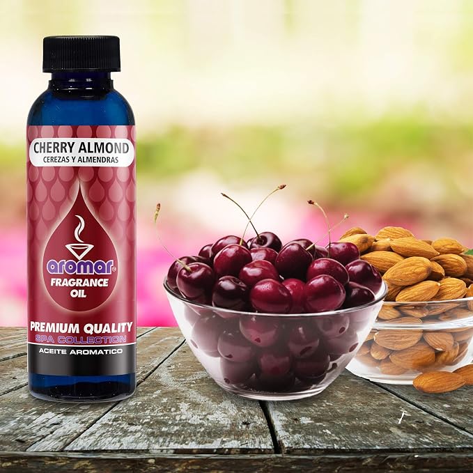 AROMAR Premium Fragrance Oil, 4oz Bottle 3 Pack Long Lasting Aromatic Scent, Fresh and Revitalizing Aromatherapy for Living Room, Bedroom, and Kitchen 12oz Cherry Almond