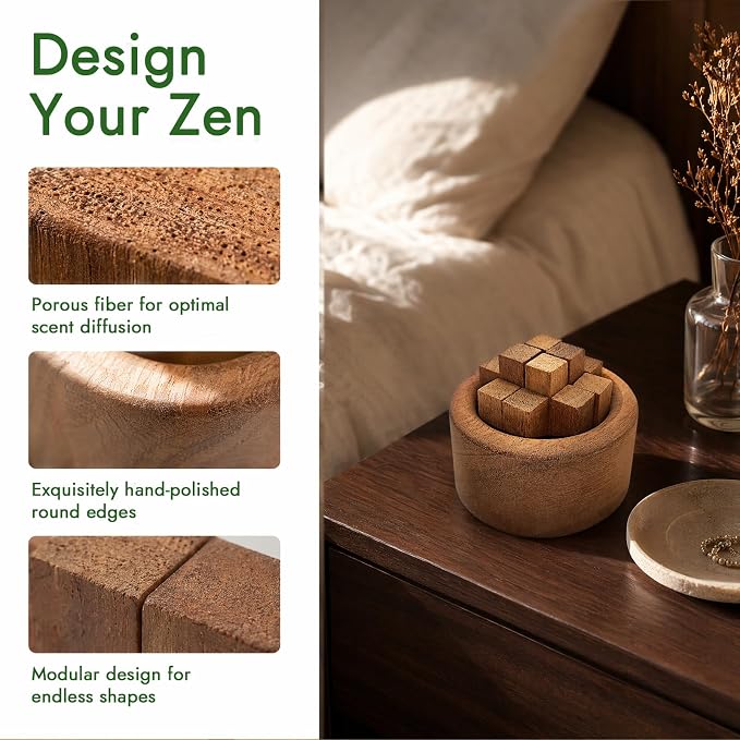 Wood Diffuser for Essential Oils, Round Aromatherapy Diffuser Sapele Wood for Home Office Bedroom Decoration Car Fragrant