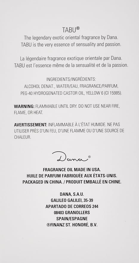 Dana Tabu Eau de Cologne Spray for Women, 3.4 Ounce
