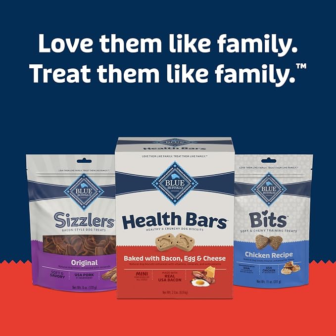 Blue Buffalo Health Bars Crunchy Dog Biscuits, Oven-Baked with Natural Ingredients, Bacon, Egg & Cheese, 32-oz Bag (Pack of 2)