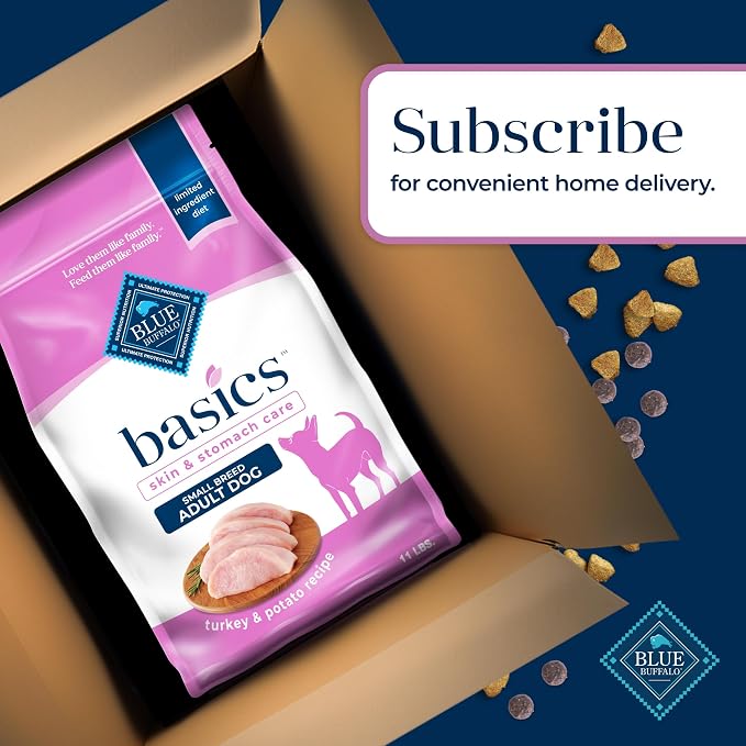 Blue Buffalo Basics Turkey Small Breed Adult Dry Dog Food, 11 lb | Skin & Stomach Care, Real Turkey #1 Ingredient, Limited Ingredient Diet, Antioxidant-Rich LifeSource Bits, High Energy Needs