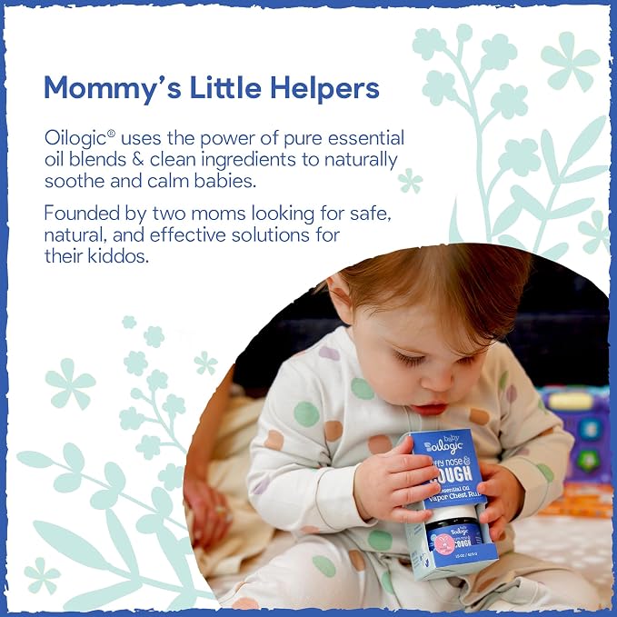 Oilogic Stuffy Nose & Cough Baby Essentials - Baby Humidifier Vapor Drops for Diffuser & Humidifier & Chest Vapor Rub - Gentle Essential Oil Blends Soothe Cough & Stuffy Noses & Support Restful Sleep
