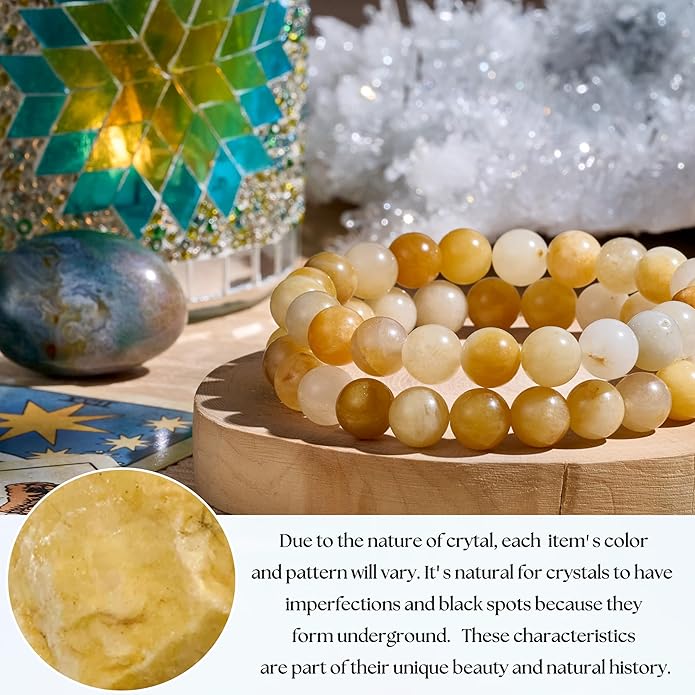 Bivei Natural Gemstone Semi Precious Healing Crystals Handmade Stretchy Round Beads Bracelet,Stocking Stuffers for Women Enhance Positive Energy