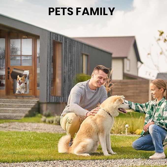 Aluminum Cat Door Interior Door, Pets Up to 22 lb | Rust Proof Heavy Duty Small Doggie Door for Exterior Doors, 2 Soft Magnetic Flaps, Sliding Closing Panel, Easy Installation