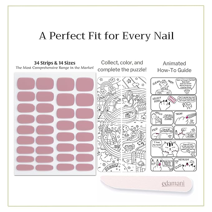 34 Piece Fully Cured Gel Nail Strips With No UV Light Needed, 14+ Days Gel Nail Polish Stickers, Salon Quality, Easy to Apply & Remove – Toxin Free, No Damage (Parisian Flirt)