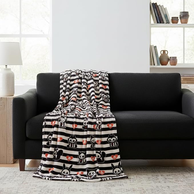 Skelanimals Halloween Throw Blanket, Super Soft Cozy Plush Bedding, 46 in x 60 in, (Officially Licensed Product) by Franco