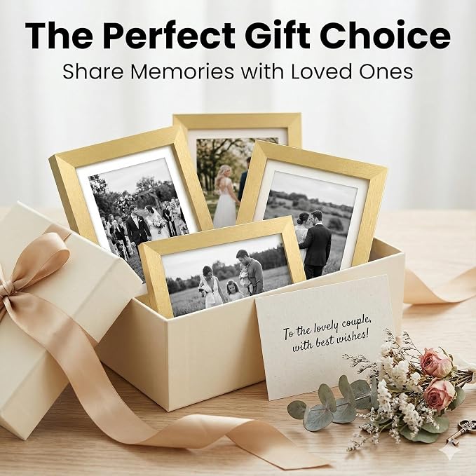 upsimples 4x6 Picture Frame, Photo Collage Wall Decor Set of 10, Gold | Fit 3.5x5 and 4 x 6 Photos, Wall or Tabletop Display, For Gallery Hallway Living Room, For Christmas Mother's Day Wedding