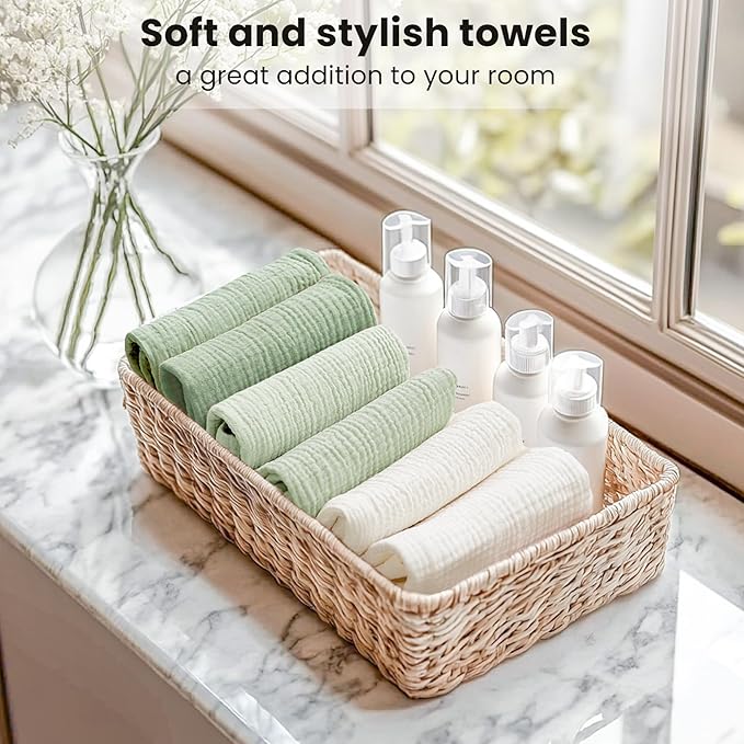 Konssy 6 Pack Face Cloths, Soft Wash Cloth for Washing Face, Cotton Face Towels for Sensitive Skin Women Facial Makeup Remover Reusable Absorbent Washcloths (11 x 11 Inch)