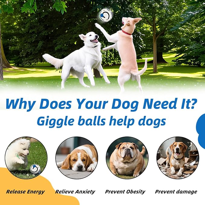 Glow in The Dark Dog Toys Ball, M, 3.46 in (8.8 cm) | Interactive, Shaking with Gibbering Sound