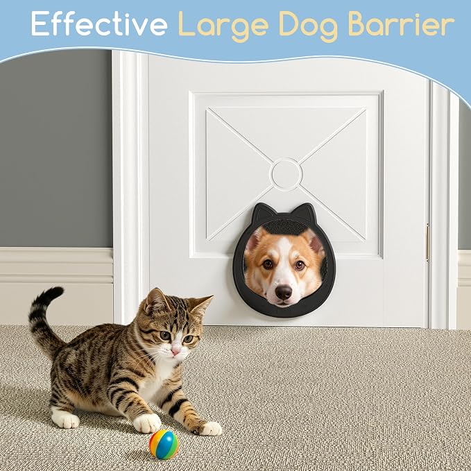 Large Cat Door Interior Door, No-Flap Pet Door for Cats Up to 22 lbs(Black)