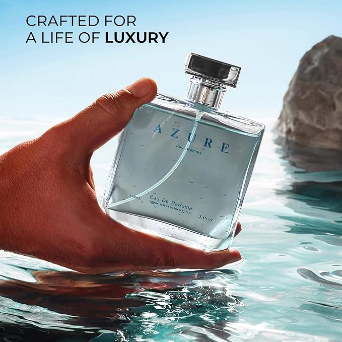 A CENTER Azure Pour Homme Cologne for Men/Eau de Parfum Natural Spray 3.4 Fl Oz Perfume for Men Suitable for All Skin Type Men Fragrance Daily Used