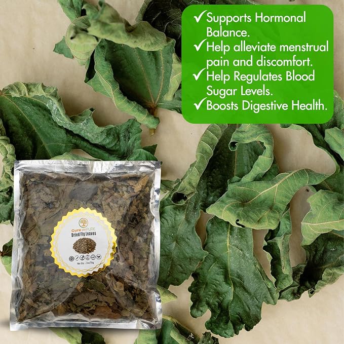 Cure Wid Pure – Certified Organic Fig Leaves 2oz – Non-GMO Hoja de Higo in Eco-Friendly Resealable Bag for Herbal Infusions – Antioxidant-Rich Fig Leaves Tea for Digestion,Circulation & Relaxation