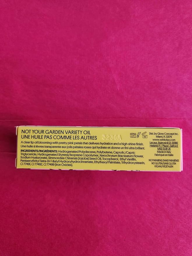 Winky Lux Flower Petal Lip Oil - Silky Shine & Hydrating Non Sticky Lip Gloss, Infused with Real Flower Petals & Nourishing Jojoba Oil, with Soft Vanilla Scent