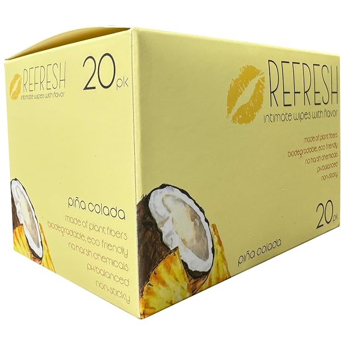 Flavored Feminine Wipes for Women - 20 Count -, Individually Wrapped - pH Balanced Flavored Intimate Wipes - (Pina Colada)