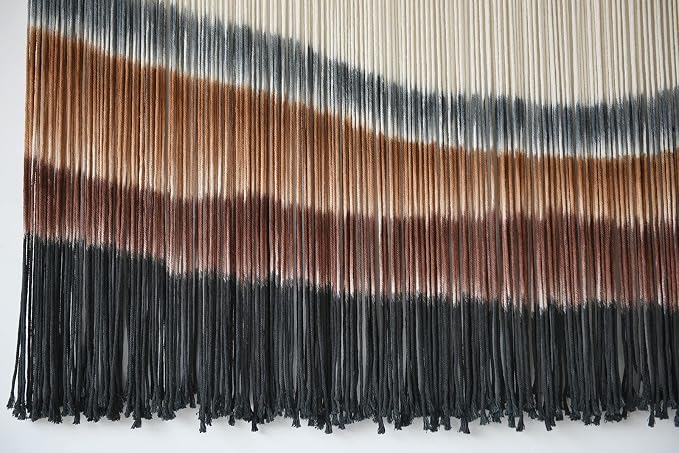 Macrame Wall Hanging Boho Wall Decor Large-Scale Tie-Dye Tapestry 57"W*35"L | Handmade Yarn Art, Fiber Wall Hanging, Large Wall Decor, Boho Style, for Living Room Bedroom Decor, Bohemian Home