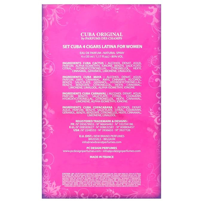 Champs Cuba Latino Collection By Champs For Women Gift Set (Eau De Parfum Spray 1.17-Ounce/35 Ml of Carnaval, Cactus, Maya & Copacabana)