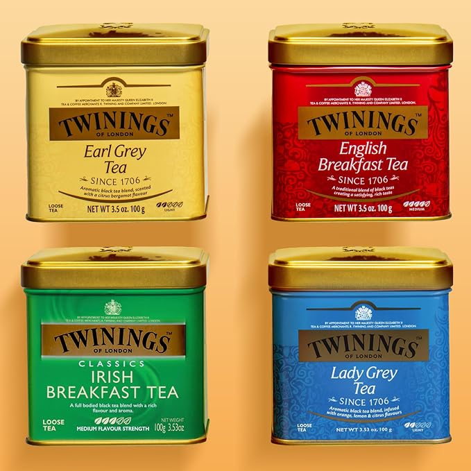 Twinings Earl Grey Loose Black Tea Tins, 3.53 Ounce Tins (Pack of 6), Flavoured with Citrus and Bergamot, Caffeinated, Enjoy Hot or Iced