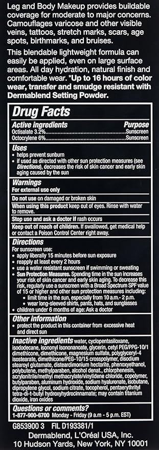 Dermablend Leg and Body Makeup Foundation with SPF 25, 25W Light Sand, 3.4 Fl. Oz.