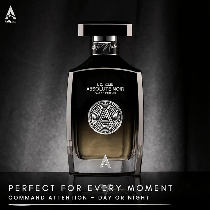 Atralia Absolute Noir Eau De Parfum for Men 100Ml 3.4Oz - Luxurious and Long Lasting Fragrances with Top Notes of Bergamot, Lemon, Grapefruit, Pink Pepper