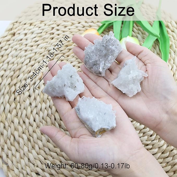 ZHIYUXI Clear Quartz Crystal Cluster 2.1-2.8 oz Quartz Geodes Cuarzo Raw Stone Rock Stones Natural Clear Crystals for Beginners Collectors Reiki 1pc