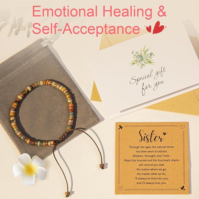 Inspirational Gifts Bracelets for Women: Valentines Mothers Day Birthday Gifts for Women Friends Sister Mom - Healing Natural Stone Beads Bracelets Thinking of you Get Well Soon Gift for Women