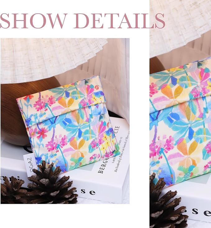 DGAZ Sanitary Napkin Storage Bag, Period Bag for Teen Aged Girls, Portable Period Bag for Panty Liners/Menstrual Cup/Small Tampons,Mini Makeup Bag for Purse(Emerald White)
