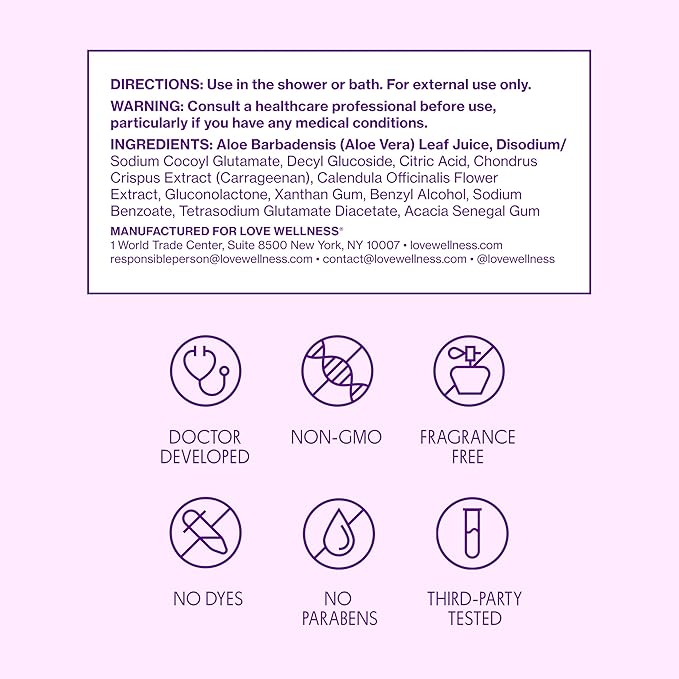 Love Wellness pH Balanced Cleanser | Feminine Vaginal Wash | Fragrance-Free | Vaginal Cleanser for Balanced pH, Intimate Health & Hygiene | Non-Irritating with Aloe Vera for Sensitive Skin | 5 Fl Oz