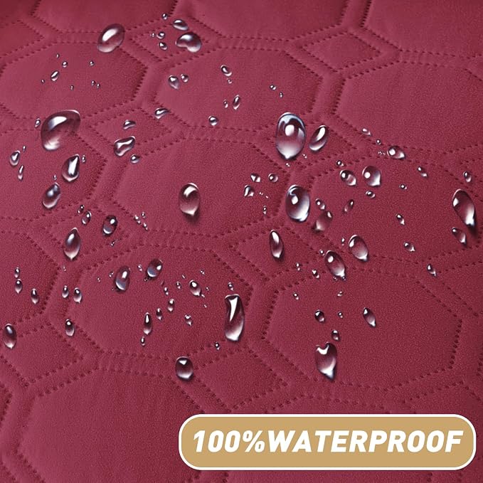 ZNSAYOTX Ultimate Cozy Blankets (52"x82") 100% Waterproof Bed Mat Blanket for Dog Pets, Couch Sofa Protector with Non-Slip Back Washable Durable, Pee Scratch Proof Easy to Clean (Wine Red)