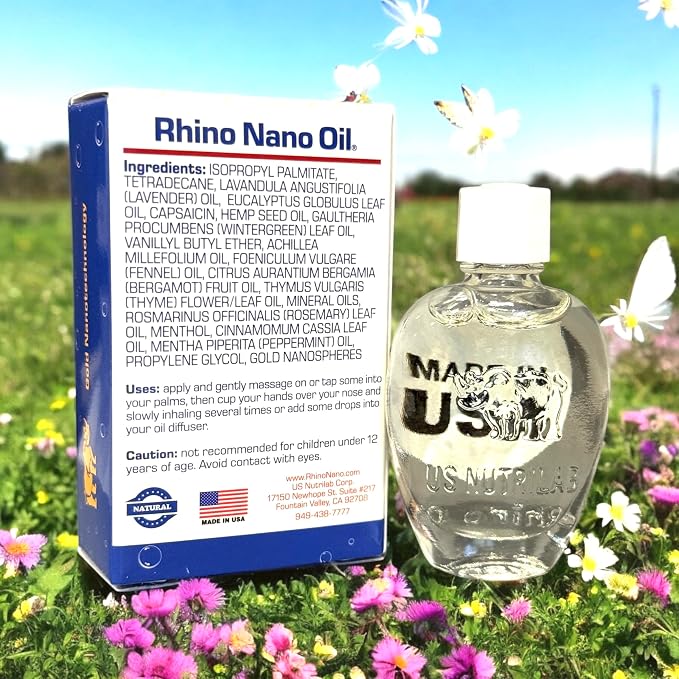 2 Packs - Rhino Nano Essential Oil - Dau Con Te Giac Cong Nghe Nano - 10mL per Bottle with 2 Bottles per Order - Product of USA