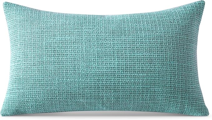 OTOSTAR Linen Throw Pillow Cover Set of 1 Decorative Lumbar Pillowcases Cushion Covers 12x20 Inch for Home Decor Sofa Bedroom Car 30 x 50CM Turquoise