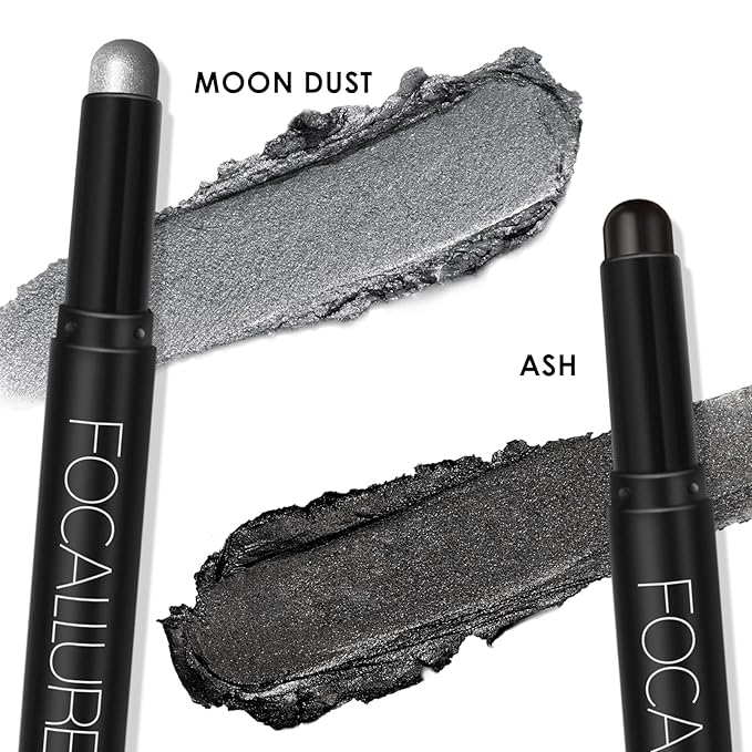 FOCALLURE 2 Pcs Cream Eyeshadow Stick,Brightener Eyeshadow Pencil Crayon,Highlighter Eye Shadow Stick Sets with Crease-proof Formula,Long Lasting Waterproof Eye Shadow Make Up,Smoky-night