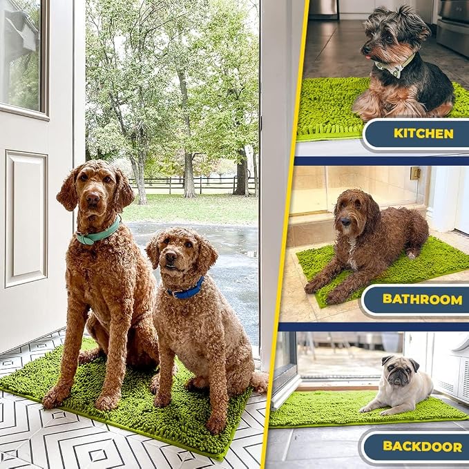 Muddy Mat® | Super Water Absorbent Door Mat Indoor, Microfiber Quick Dry Chenille Entryway Rug,Slip Resistant Front Door Mat,Indoor Mats for Entryway,Machine Washable Pet Rug, Spring Green 18" x 28"