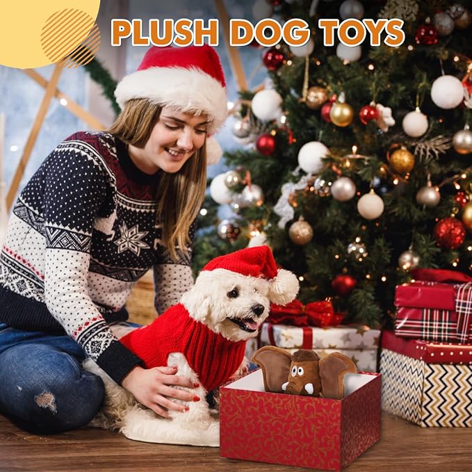 Letsmeet Interactive Plush Dog Squeaky Toys Fun Puppy Toy with Crinkle Paper for Interactive Chew and Play Beat Boredom with This Dog Puzzle Toy for Small Medium Large Dogs