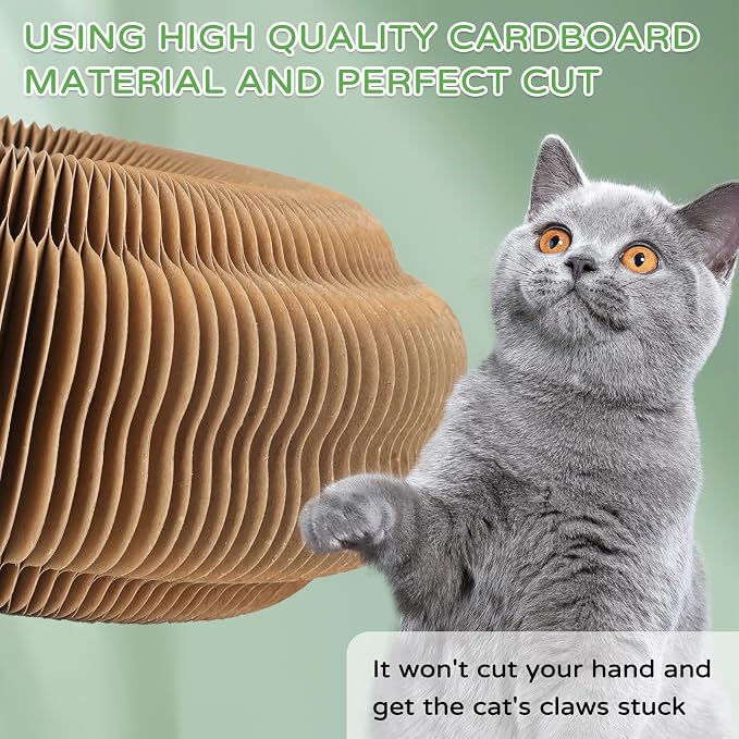 Goosheep 3 Pack Cardboard Cat Scratcher Board,Accordion Toy for Indoor Cats